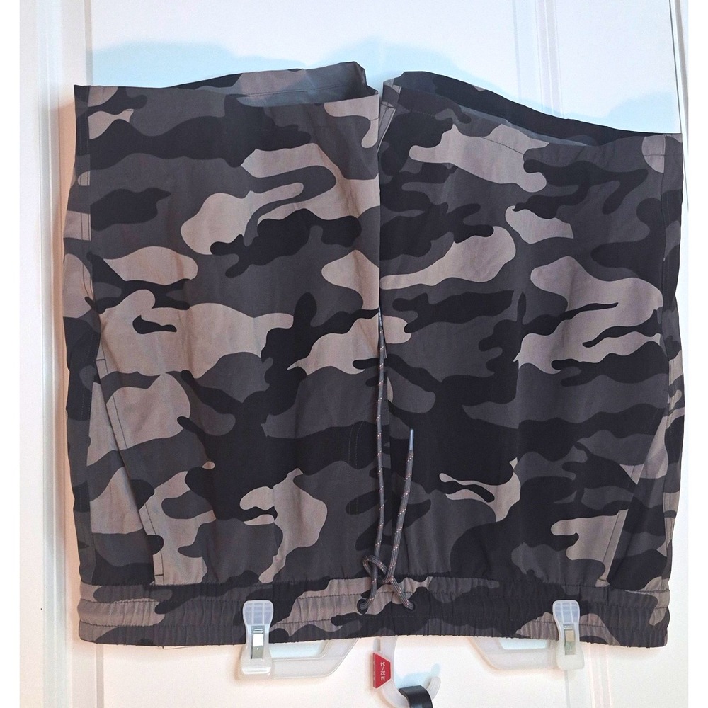 George Men's Gray Black Camo athletic Shorts Drawstring Elastic Waist Pockets XL